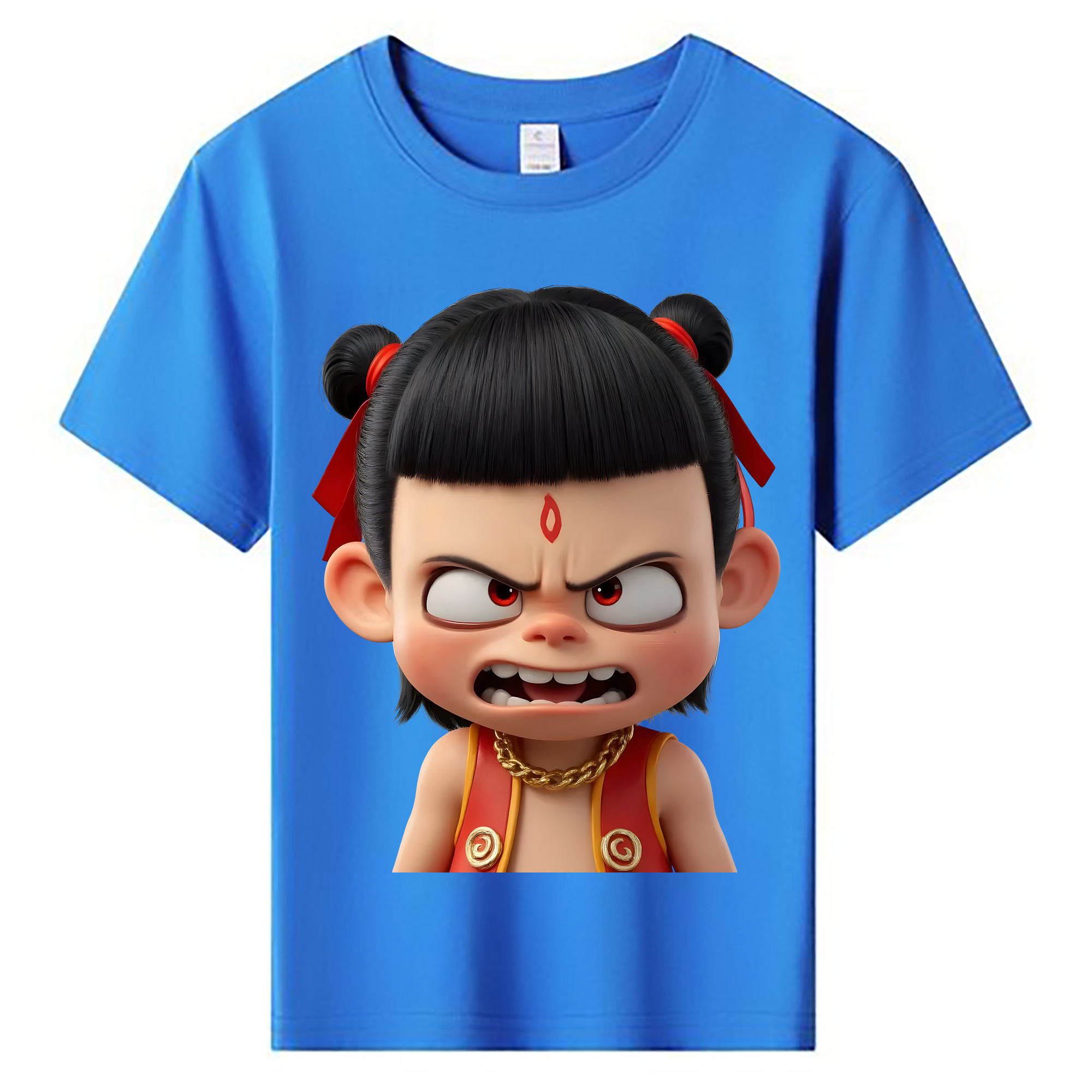 （画像用） Ne Zha 2 ナタ 魔童の大暴れ 綿100％キッズTシャツ（フロントプリント）